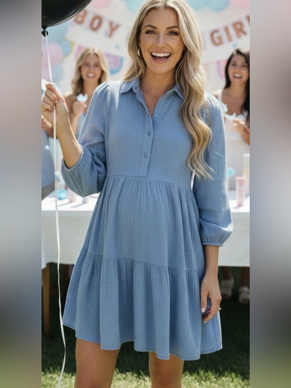 a.n.a Blue Pheasant Style Button Up Prairie Day Dress Sz M Cottagecore Western